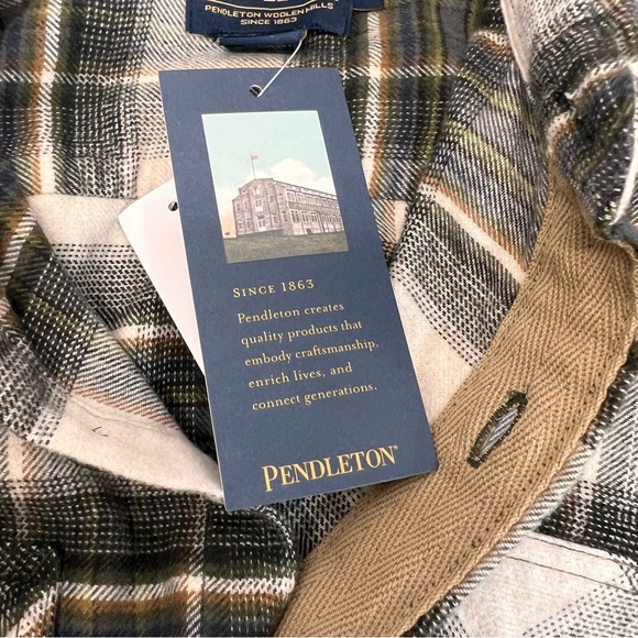 Pendleton greenPlaid Burnside double Brushed Flannel Shirt Sz Medium - Picture 9 of 11